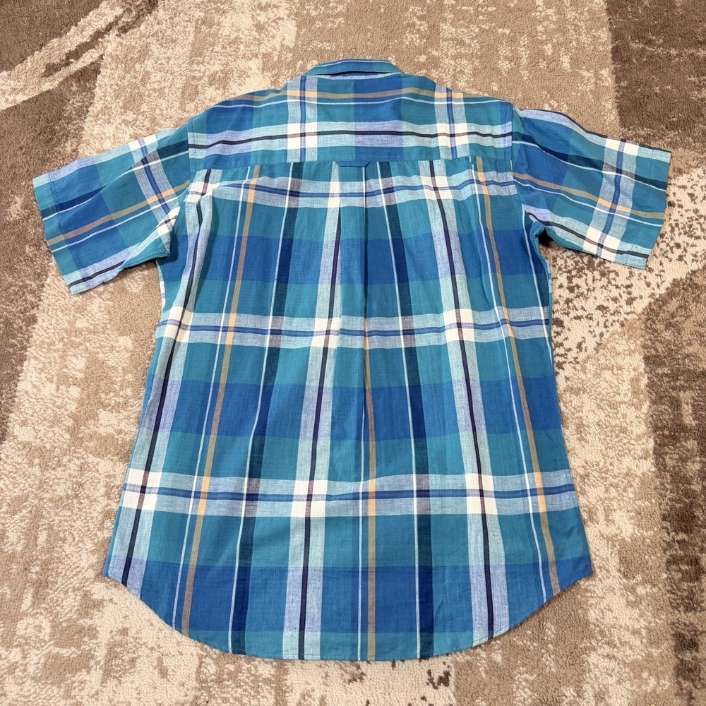 VTG Chaps Ralph Lauren‎ Shirt Mens Medium Plaid Button Up  Short Sleeve 90's - Picture 5 of 8